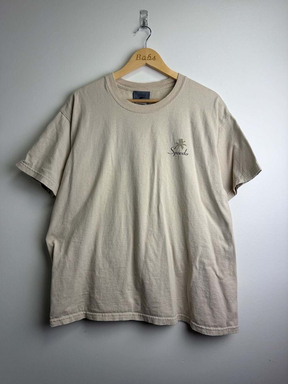 Speedo T-Shirt Size XL Beige Graphic Palm Tree 2004 Vintage